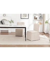 Streamdale Furniture Linen Dining Chairs Modern Fabric Side Chairs Padded Seat Set of 2 (Beige)