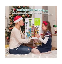 Hongge Kids Grocery Store Playset with Checkout Counter Shopping Cart and Pretend Food Accessories