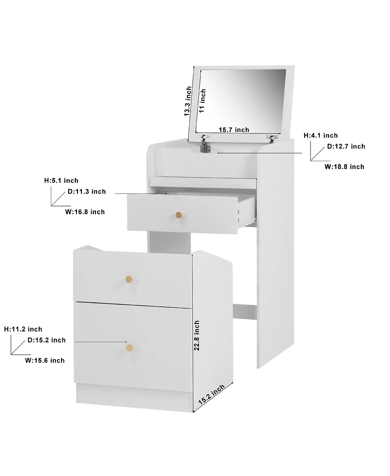 Streamdale Furniture White Vanity Desk with Mirror for Makeup