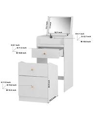 Streamdale Furniture White Vanity Desk with Mirror for Makeup