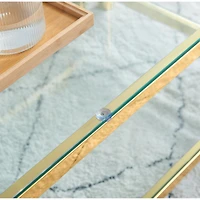 Streamdale Furniture 47" Modern Stainless Steel Coffee Table with Double Clear Tempered Glass, Storage