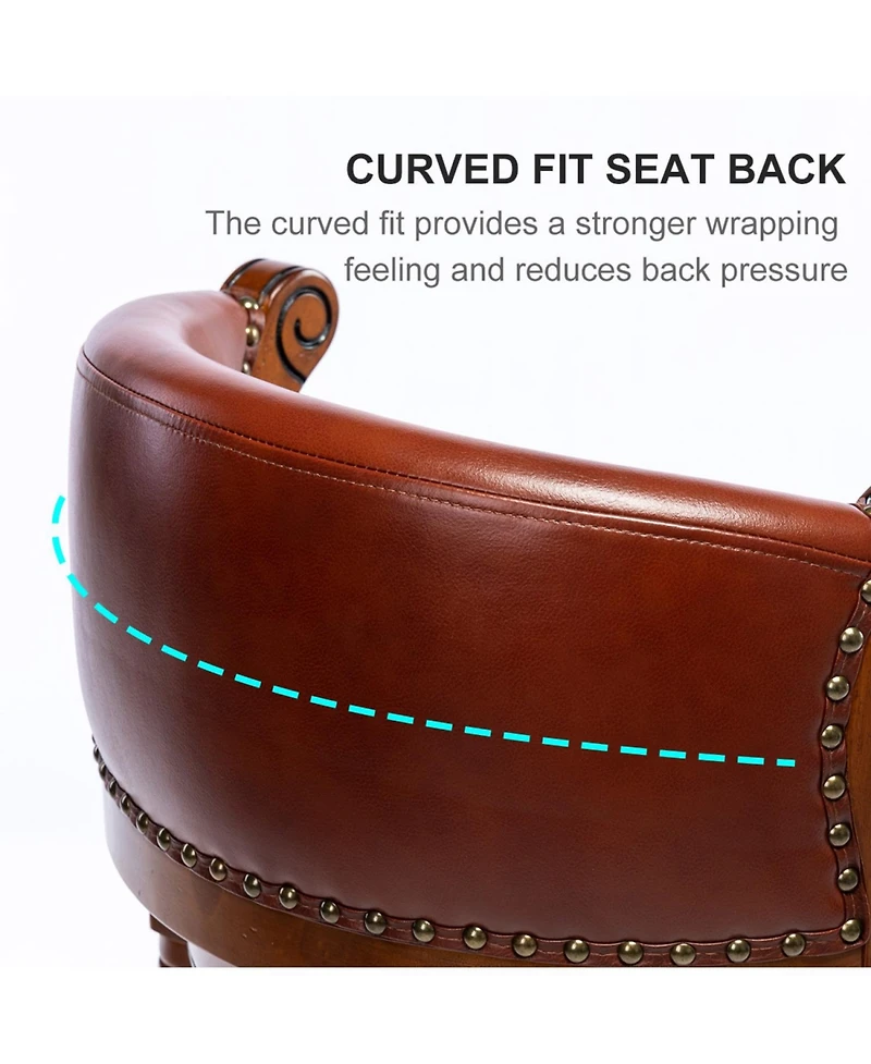 Streamdale Furniture Cow Leather Swivel Bar Stool - 26" Seat Height (Brown)