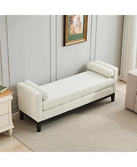 Streamdale Furniture Elegant Ivory Boucle Upholstered Bench with Bolsters