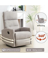 Streamdale Furniture Manual Recliner Chair with Rocker and Swivel in Fabric for Living Room