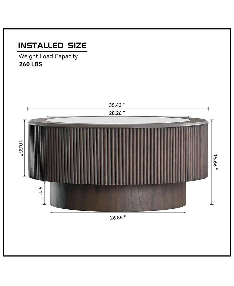 Streamdale Furniture Modern Marble Round Coffee Table