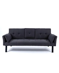 Streamdale Furniture 70" Cotton Linen Sofa Bed- Foldable, Cup Holder