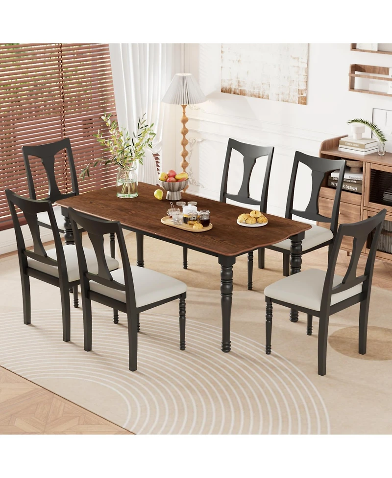 Streamdale Furniture Extendable Dining Table Set with 6 Upholstered Chairs