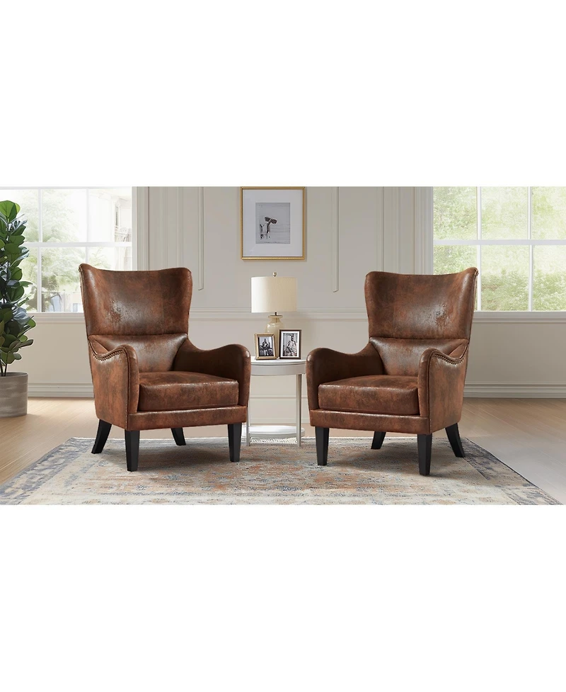 Streamdale Furniture Hi-back Studded Chair, Arm Chair, Living-room, Study and Bedroom ,Set of 2