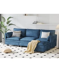 Streamdale Furniture Streamdale 107.8" 3 Seater L-Shaped Sofa Couch with Ottoman & Pockets