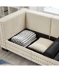 Streamdale Furniture Modern Velvet Sofa with Silver Nails