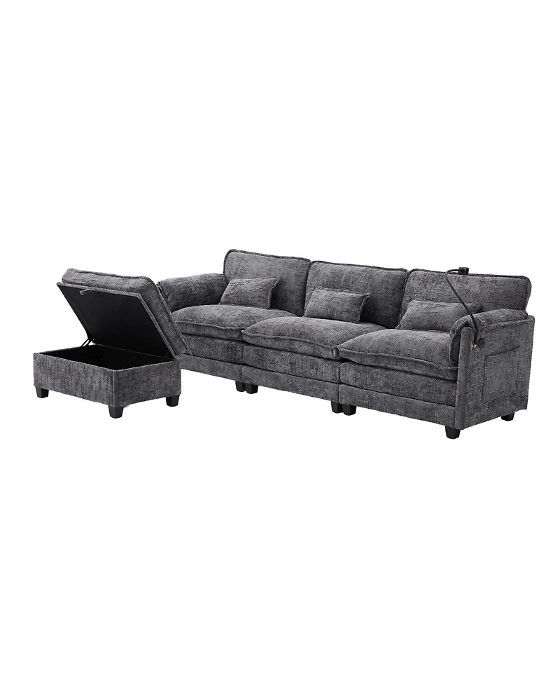 Streamdale Furniture Oversized Sectional Sofa Cloud Couch w/ Ottoman