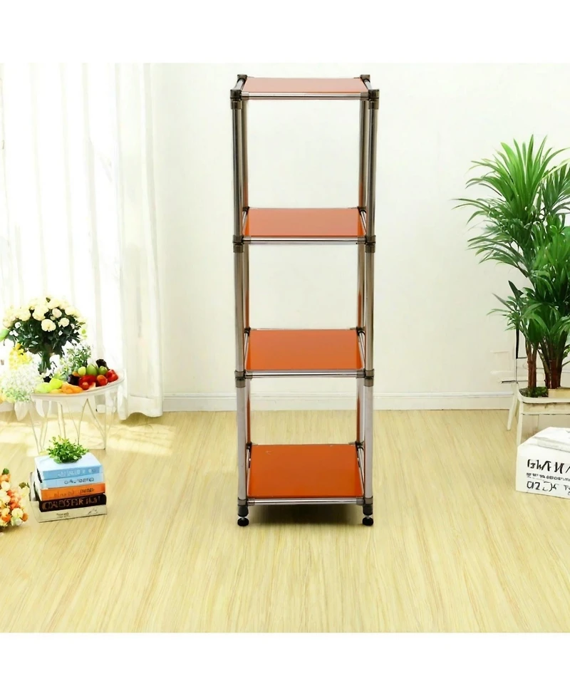 Streamdale Furniture Korean 4-Tier Stainless Steel Shelving Unit (49"H x 14.9"W