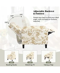 Streamdale Furniture 27.5" Recliner Chair, Solid Wood Legs, White & Yellow