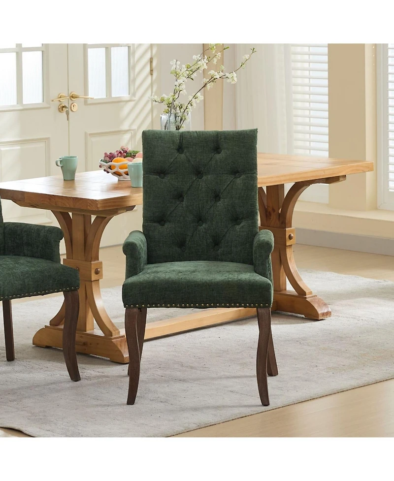 Streamdale Furniture Chenille Dining Chair, Wood Legs, Tufted