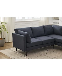 Streamdale Furniture 106" Sectional Sofa Couch Set, L-Shaped, 6-Seat, Linen with Metal Legs