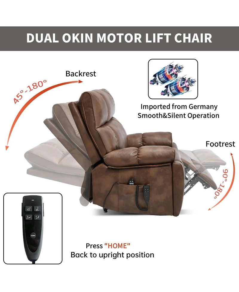 Streamdale Furniture Leatheraire Power Lift Recliner with Heat & Massage