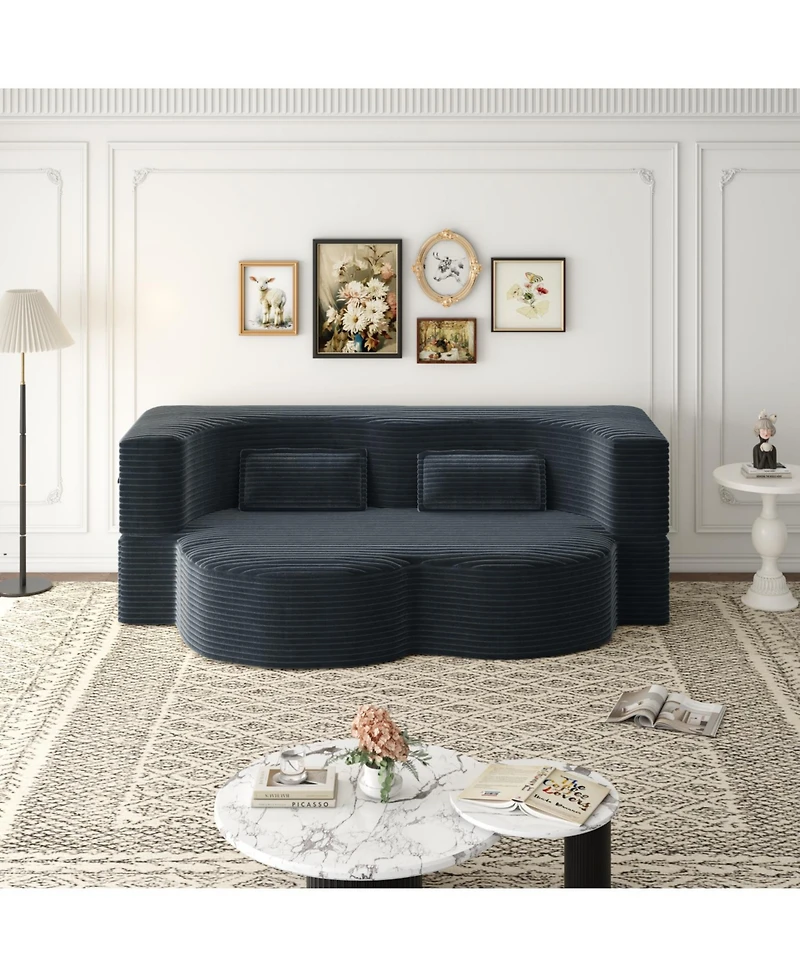 Streamdale Furniture Streamdale Corduroy Foam Sleeper Sofa Bed with Pillows