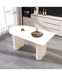 Streamdale Furniture Modern Cream Dining Table & Irregular Side Table