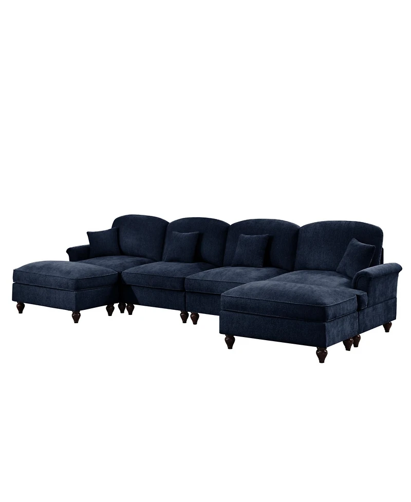 Streamdale Furniture Classic U-Shape Sectional Sofa with Ottomans