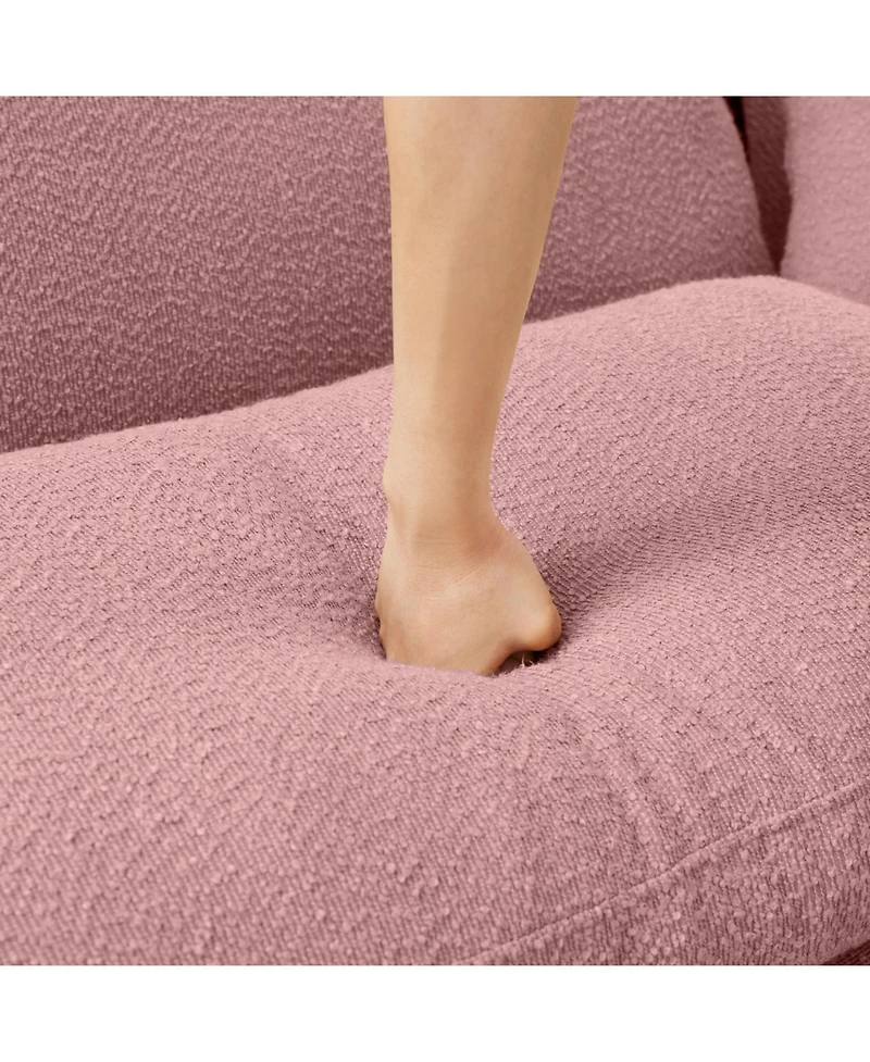 Streamdale Furniture Streamdale Pink Boucle 2-Seater Loveseat Sofa with Shell Armrests