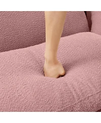 Streamdale Furniture Streamdale Pink Boucle 2-Seater Loveseat Sofa with Shell Armrests