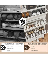 Streamdale Furniture Narrow Shoe Cabinet with 3 Flip Drawers