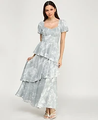 Row A Women's Sweetheart Neck Tiered Maxi Dress