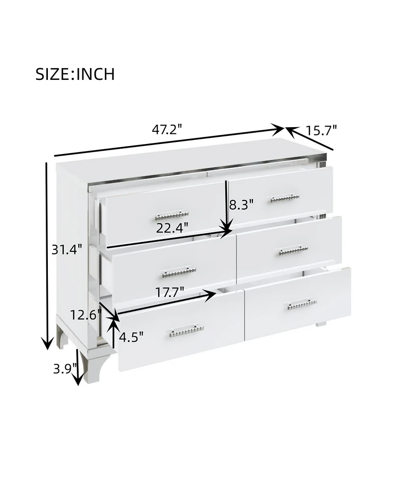 Streamdale Furniture 3-Pieces Sets,Dresser and Two Nightstands with Metal Handles and Mirror Decoration, Elegant and