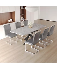Streamdale Furniture Extendable Dining Table Set for 6-8 with Upholstered Chairs