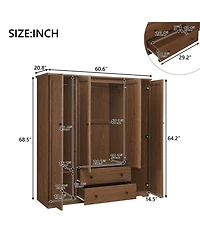 Streamdale Furniture 4 Door Wardrobe Armoire Closet with 2 Drawers