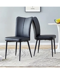 Streamdale Furniture Modern Black Pu Chairs - Set of Two