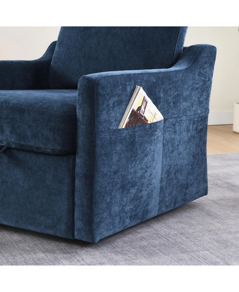 Streamdale Furniture Swivel Chenille Accent Chair w/ Usb & Pocket - Navy