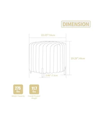 Streamdale Furniture Upholstered Round Pouf Ottoman with Metal Legs - Charcoal