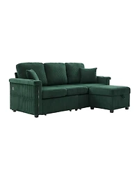 Streamdale Furniture L-Shaped Sectional Sofa w/ Storage Ottoman, Usb, Cup Holder