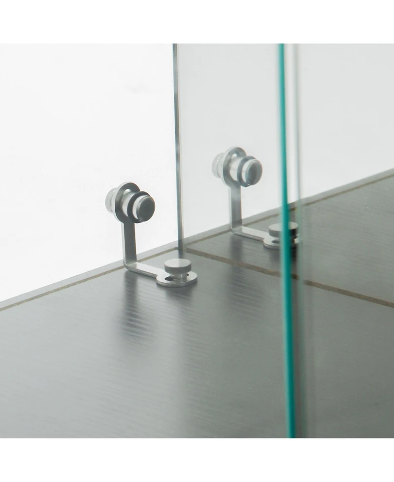 Streamdale Furniture Tempered Glass Display Cabinet w/ Led, Lock, Mirror Back.