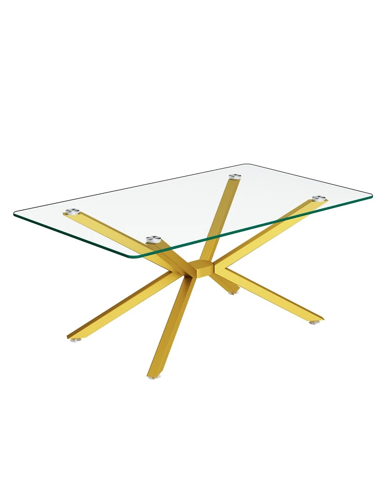 Streamdale Furniture Clear Glass Coffee Table with Gold Legs