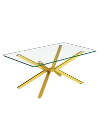 Streamdale Furniture Clear Glass Coffee Table with Gold Legs