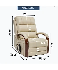 Streamdale Furniture Power Beige Leatheraire Lift Recliner, Heat & Massage