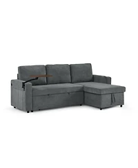 Streamdale Furniture Streamdale Chenille Pull-Out Sofa Bed w/ Table, Led, Usb & Cup Holders