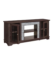 Streamdale Furniture 58" Modern Tv Stand, 2-Door Storage, Faux Stone Media Console, Cherry