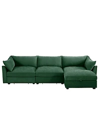 Streamdale Furniture L-Shaped Sectional Sofa, Ottoman, Wide Deep Seat, Chenille