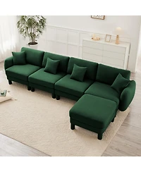 Streamdale Furniture Streamdale Boucle Convertible Sectional Sofa with Ottoman