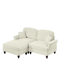 Streamdale Furniture Mid Century Modular L Shaped Sofa with Ottoman