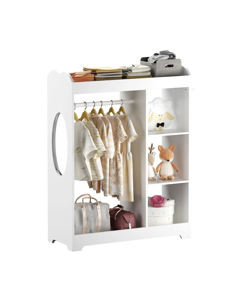 Streamdale Furniture + 1 Pc. + Wood + Mirror, Rack, Hooks & Shelves + Kids Dress Up Storage