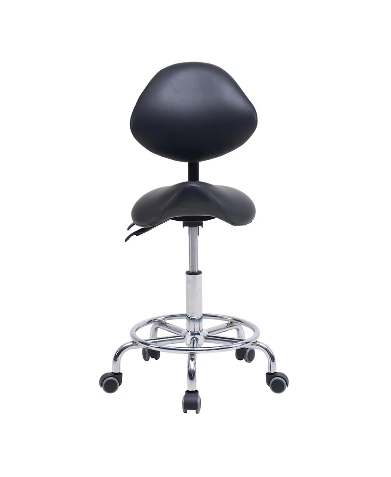 Streamdale Furniture Saddle Stool Chair with Backrest, Swivel Hydraulic Tilt Seat, Wheels & Footrest for Medical, Dental & Clinic Use
