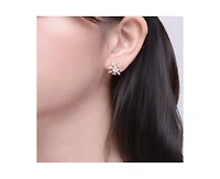 Rachel Glauber Women's 14K Gold Plated Cubic Zirconia Flower Stud Earring