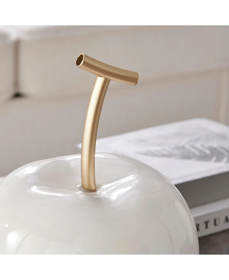 Danya B Vost Dipped Fruit Ceramic Sculpture Set of 2 - White/Cream