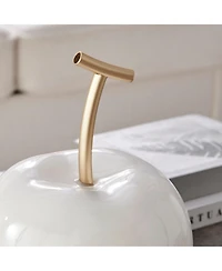 Danya B Vost Dipped Fruit Ceramic Sculpture Set of 2 - White/Cream