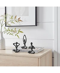 Danya B Dark Brown Cast Iron Female Peaceful Yoga Figures Sculptures Set of 3 Poses