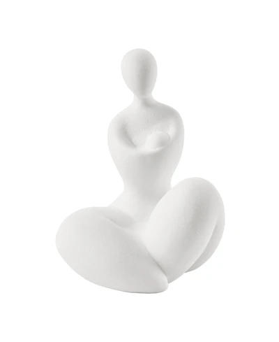 Danya B Hans White Abstract Mother Embracing Child Matte Ceramic Sculpture